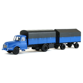 Camion Willeme bâché bleu + remorque - HO - 1:87 - REE CB-106