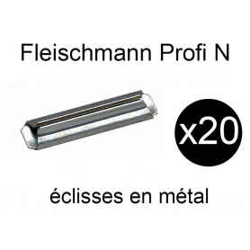 20x éclisses en métal voie Profi N - FLEISCHMANN 9404
