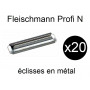 20x éclisses en métal voie Profi N - FLEISCHMANN 9404