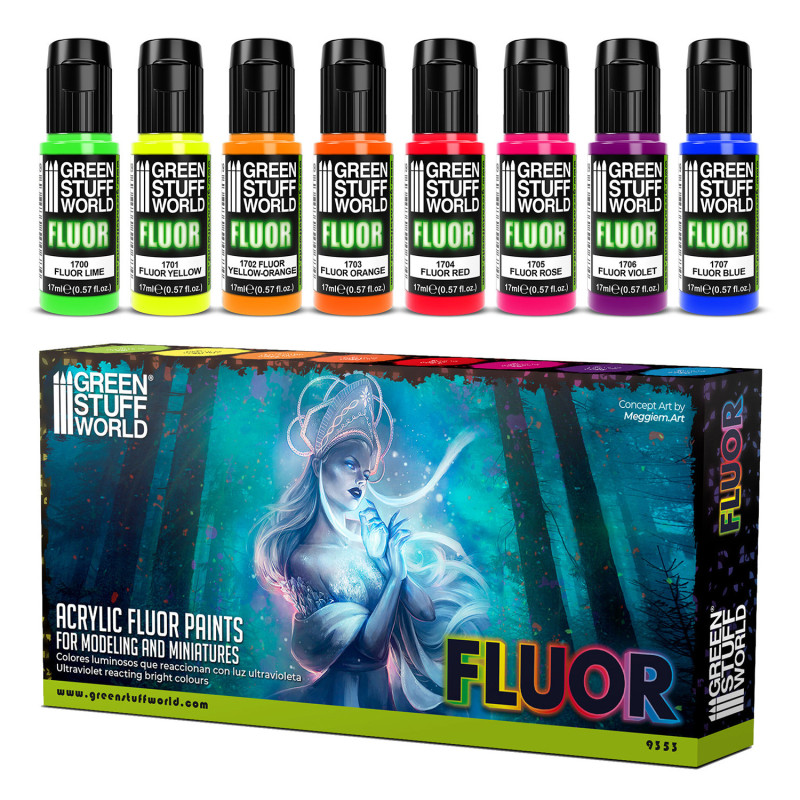 Set de 8x peintures fluorescentes - Green Stuff World 9353