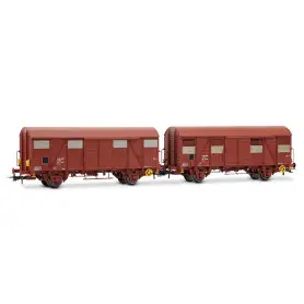 Set 2x wagons couverts Gs dont 1 avec feux ép. IV SNCF - HO 1/87 - JOUEF HJ6325