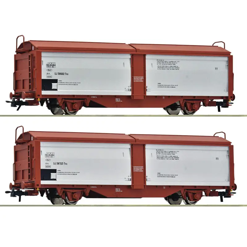 Wagons à toit et parois coulissants type Teu, SJ ép. IV - HO 1/87 - ROCO 6600257