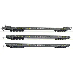 Set 3 wagons surbaissés : « Autoroute Rollende », HUPAC ép. V-VI - HO 1/87 - ROCO 6600092