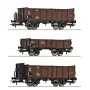 Set de 3x wagons de marchandises ouverts, ÖBB ép. III-IV - HO 1/87 - ROCO 6600250