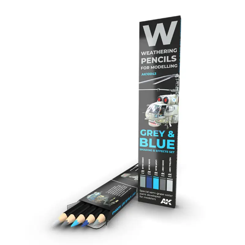 Set de crayons de patine acrylique gris et bleu - AK INTERACTIVE AK10043