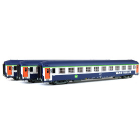 3 voitures UIC couchettes WASTEELS SNCF ép IV-V - HO - REE VB-219