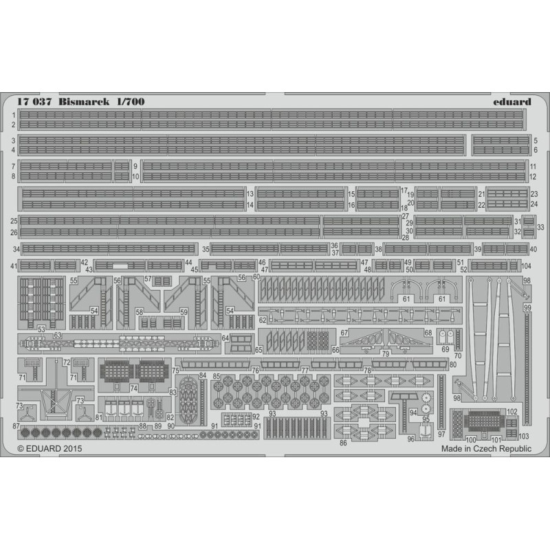 Set de détaillage photodécoupe pour Bismarck Revell - 1/700 - EDUARD 17037