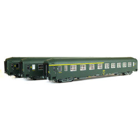 3 voitures UIC couchettes logo jaune encadré SNCF ép IV - HO - REE VB-224