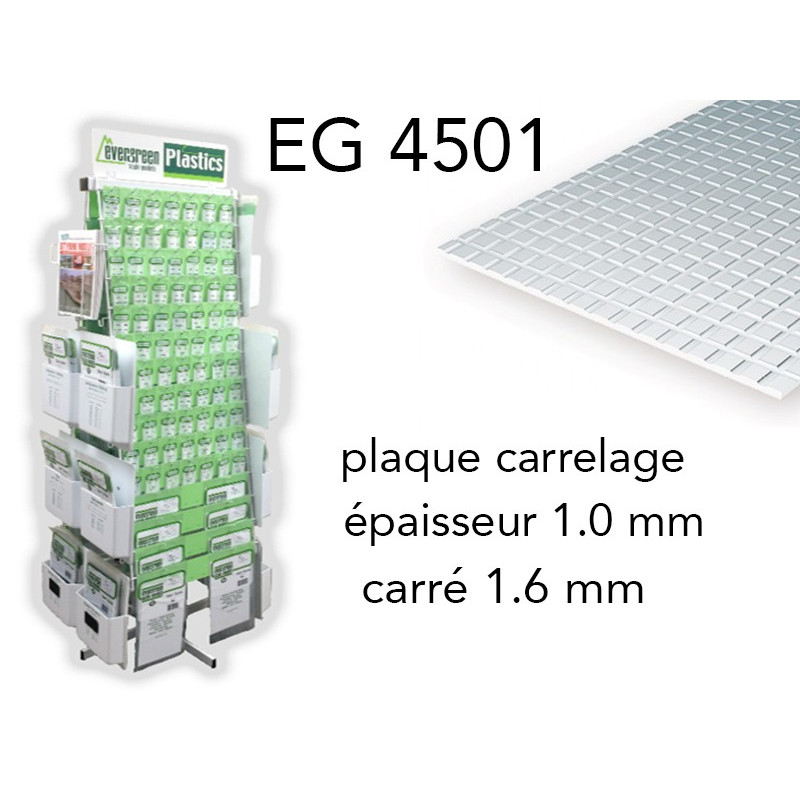 Evergreen EG4501 - (x1) plaque styrène carrelage - 1.6 mm