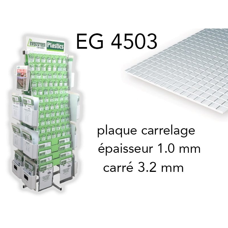 Evergreen EG4503 - (x1) plaque styrène carrelage - 3.2 mm