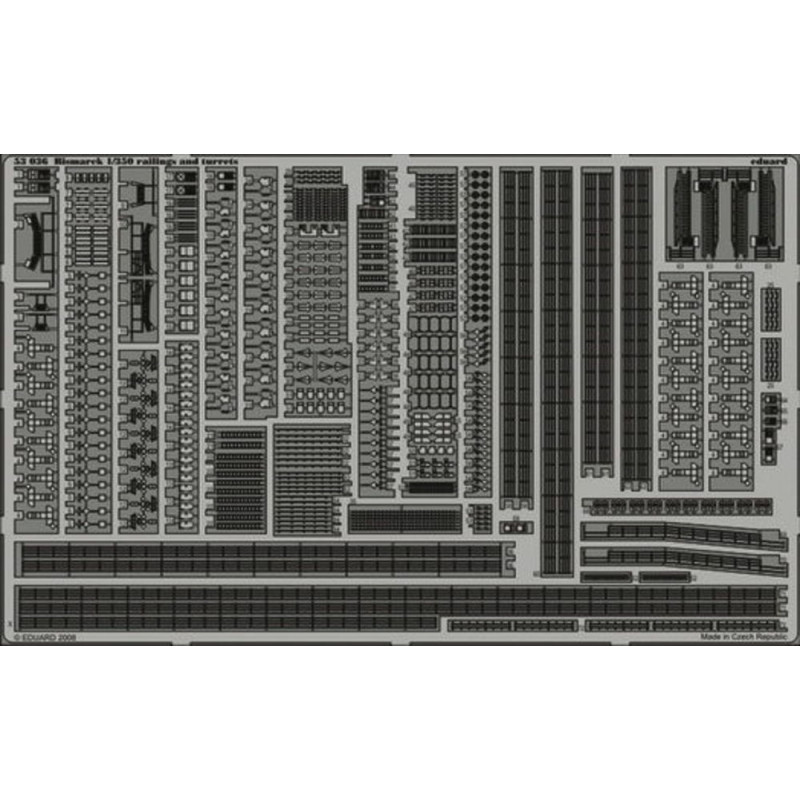 Rambardes et tourelles du Bismarck pour maquette Revell - 1/350 - EDUARD 53036