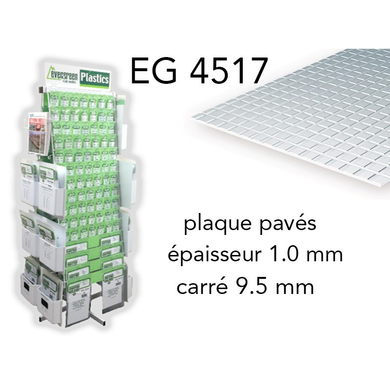Evergreen EG4517 - (x1) plaque styrène pavés - 9.5 mm