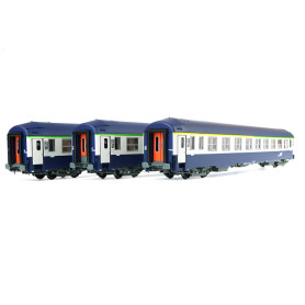 3 voitures UIC couchettes SNCF logo casquette ép V - HO - REE VB-227