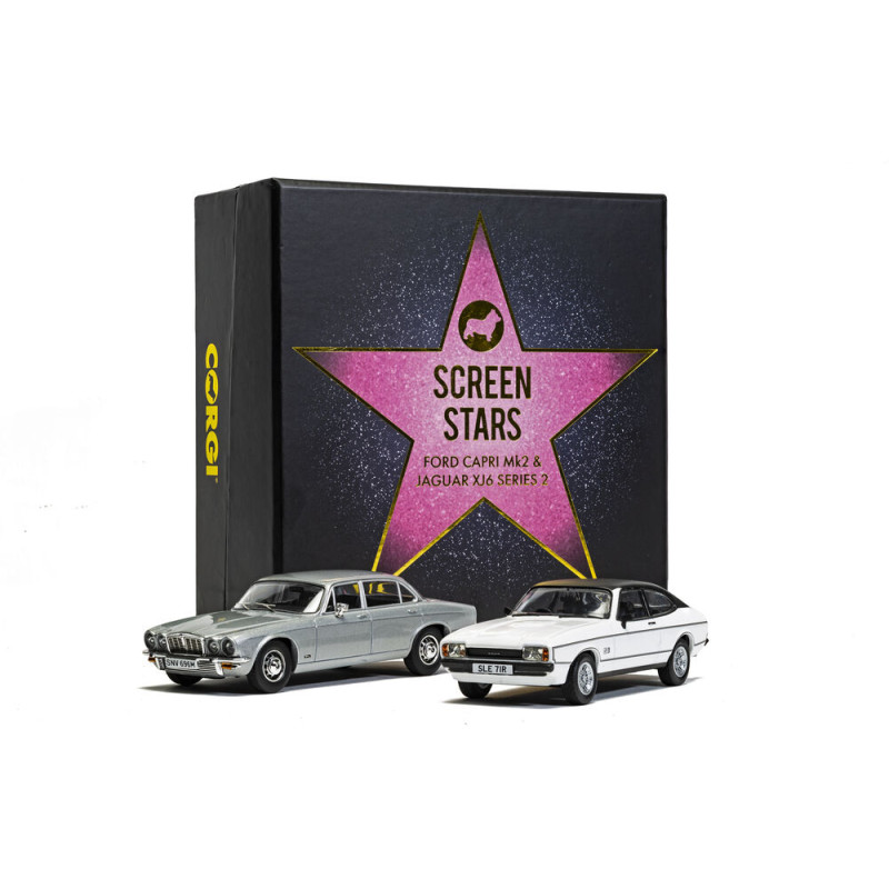 Screen Stars - Ford Capri Mk2 2.0S Diamond White, Jaguar XJ6 Series 2 Silver - 1/43 - CORGI CC91992