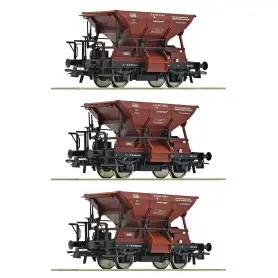 Set de 3x Wagons-trémies à ballast Talbot, DB ép. IV - HO 1/87 - ROCO 6600269