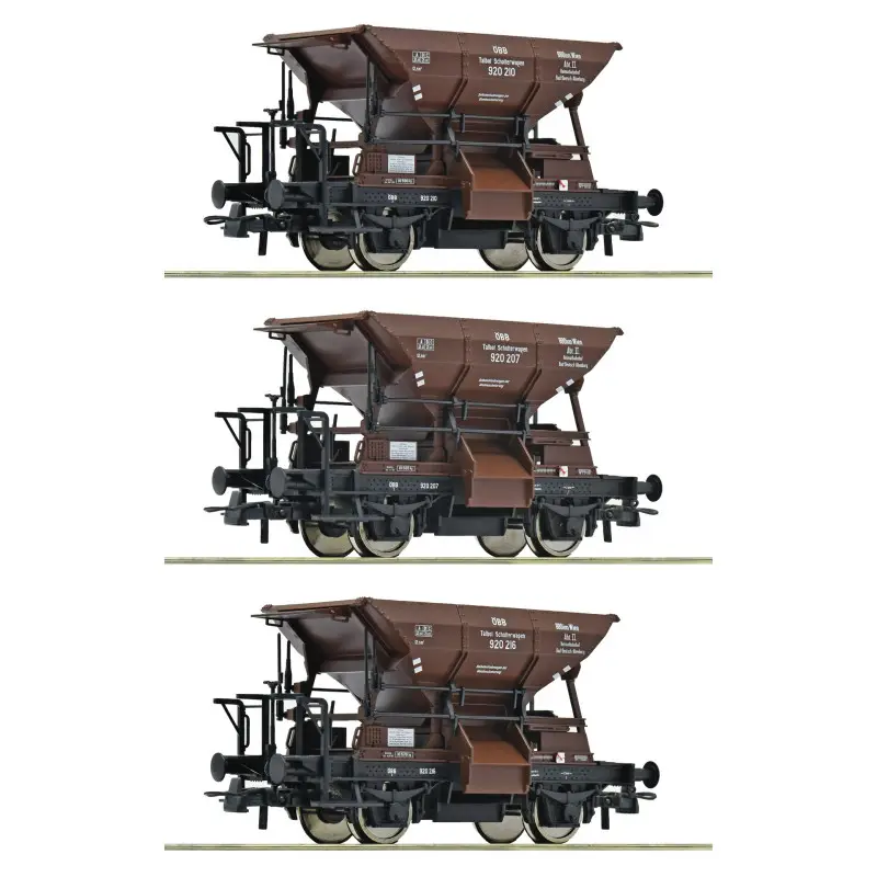 Set de 3x Wagons-trémies à ballast Talbot, OBB ép. IV - HO 1/87 - ROCO 6600283