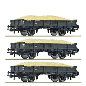 Set de 3x Wagons à bord bas chargés de sable ép. III NS - HO 1/87 - ROCO 6600259