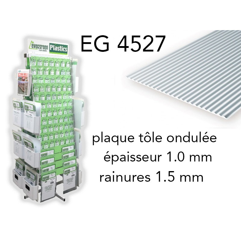 Evergreen EG4527 - (x1) plaque styrène Metal Siding - 1.5 mm
