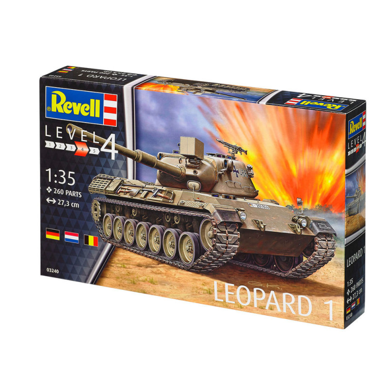 Revell Maquette Char Leopard 1 – Échelle 1/35 – 260 Pièces – 27,3 Cm – Versions Allemande/Belge/Néerlandaise – Décalcomanies Incluses
