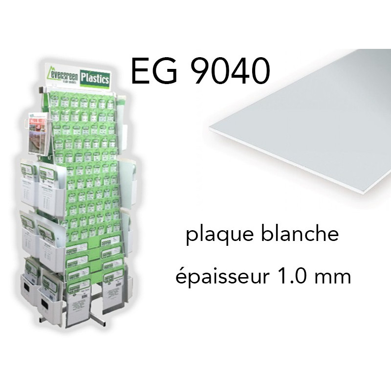 Evergreen EG9040 - (x2) plaque styrène blanche - 1.0 mm