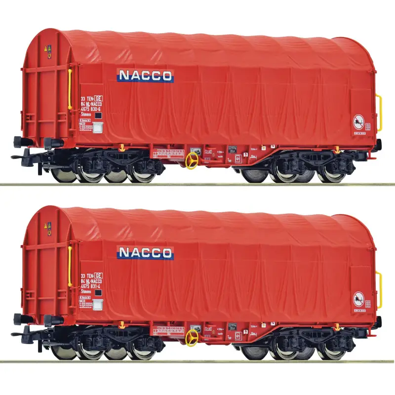 Set de 2x wagons à bâche coulissante, NACCO ép. VI - HO 1/87 - ROCO 6600226