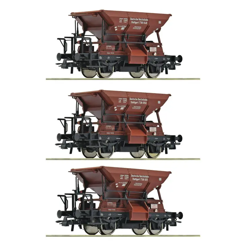 Set de 3x Wagons-trémies à ballast Talbot, DRG ép. II - HO 1/87 - ROCO 6600265