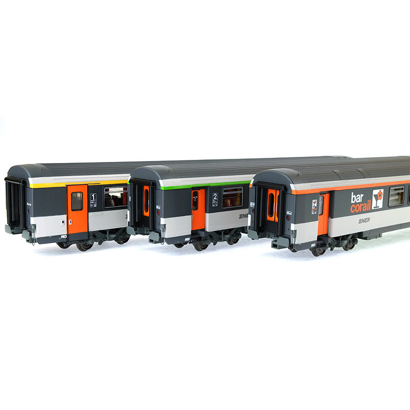 Set 3 voitures Corail Logo nouilles ép. IV - SNCF - HO 1/87 - LS Models 40143