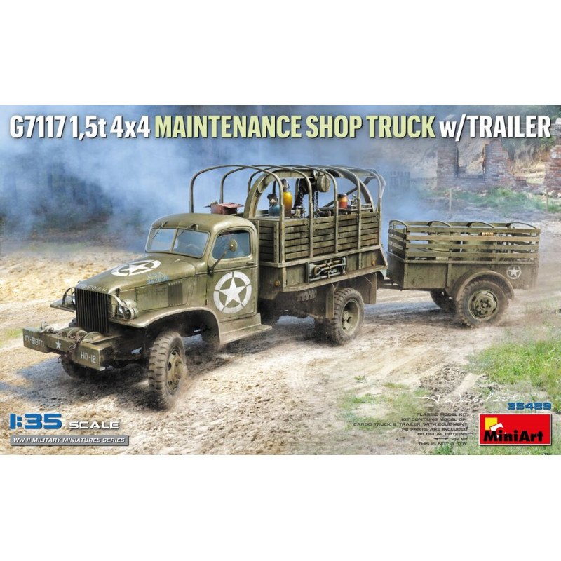 Camion d'atelier d'entretien 4x4 1,5 t avec remorque G7117 - 1/35 - MINIART 35498