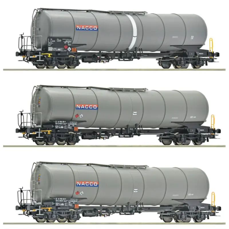 Set 3x wagons citernes à bogies NACCO ép. VI - HO 1/87 - ROCO 6600197