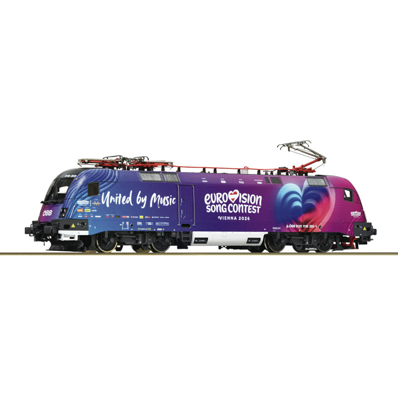 Locomotive électrique 1116 203-1 « ESC 2026 », ÖBB ép. VI analogique - HO 1/87 - ROCO 7500240