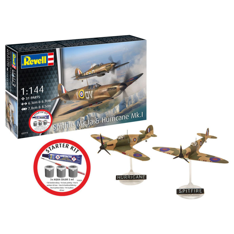 Spitfire Mk.Ia et Hurricane Mk.I Set complet - 1/144 - REVELL 73771