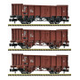 3x wagons tombereaux ouverts ép. IV DR - N 1/160 - Fleischmann 6660156