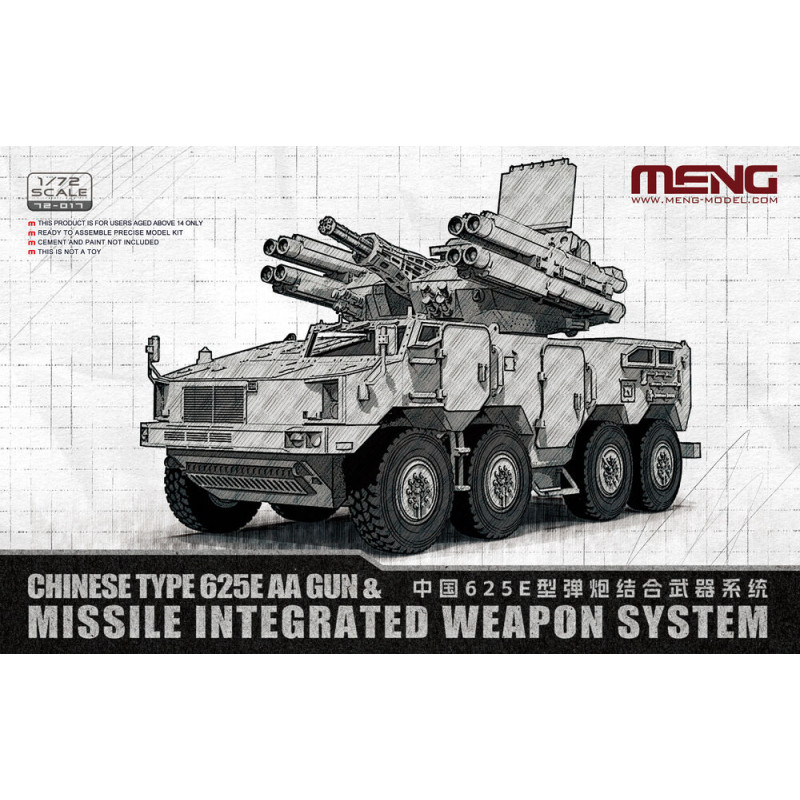 Système d'arme intégré de canon et de missiles antiaériens chinois Type 625E - 1/72 - MENG 72-017