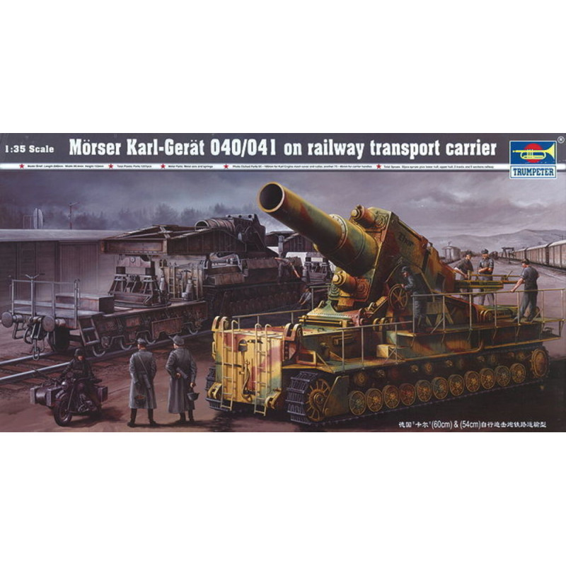 Mortier Karl 040/041 sur remorque de transport ferroviaire - 1/35 - TRUMPETER 00209