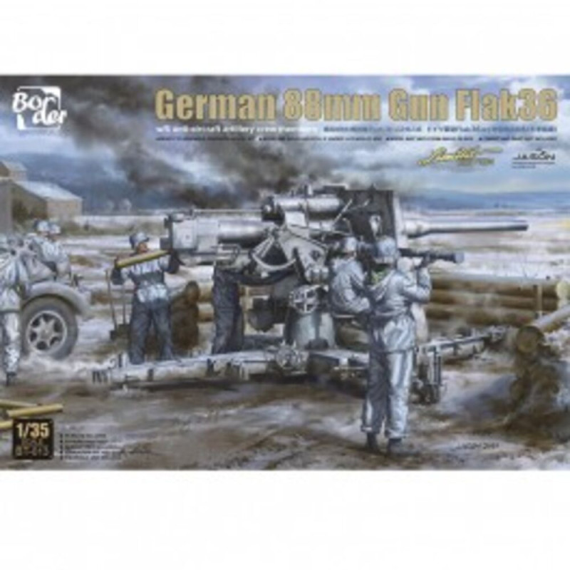 Canon antiaérien allemand Flak 36 de 88 mm avec 6 membres d'équipage - 1/35 - BORDER MODEL BT-013