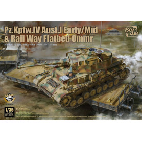 Pz.Kpfw. IV Ausf. J Early/Mid et Rail Way Flatbed Ommr (2 en 1) - 1/35 - BORDER MODEL BT-025