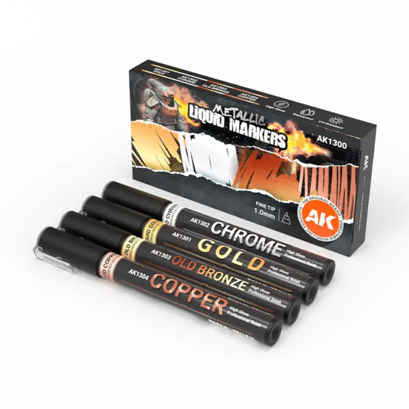 Set 4x marqueurs couleurs métalliques - AK INTERACTIVE AK1300