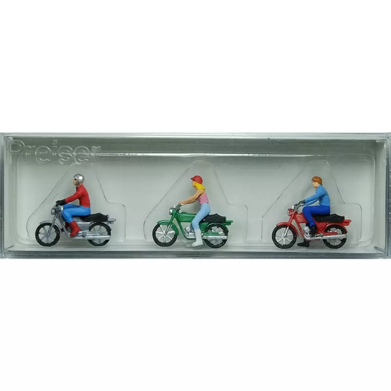 PREISER 10126 - 3 motocyclistes et leur moto - HO 1/87