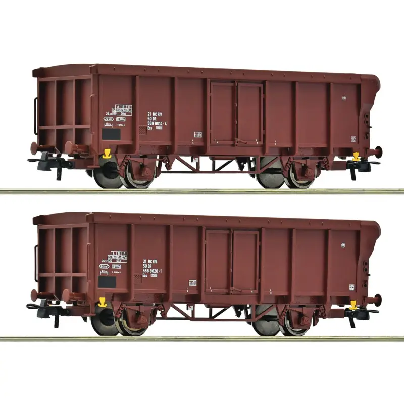 2x wagons de marchandises ouverts, DR ép. IV - HO 1/87 - ROCO 6600280