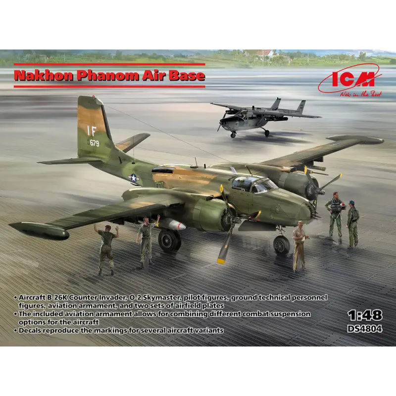 Coffret B-26K Counter Invader, O-2A Skymaster + 5 figurines - 1/48 - ICM 4804