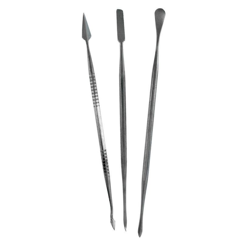 Ensemble de 3 spatules double tête en acier inoxydable - VALLEJO T02002