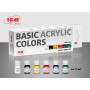 Set de peinture acrylique, couleurs acryliques de base, 6 x 12 ml - ICM 3010