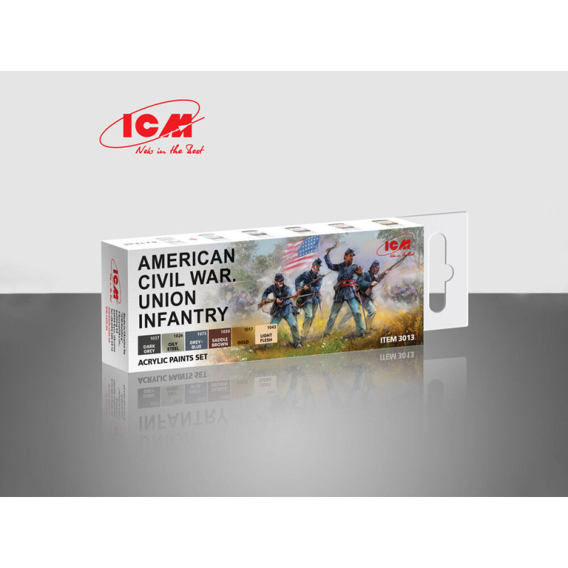Set de peinture acrylique pour la guerre de Sécession américaine, 6 x 12 ml - ICM 3013