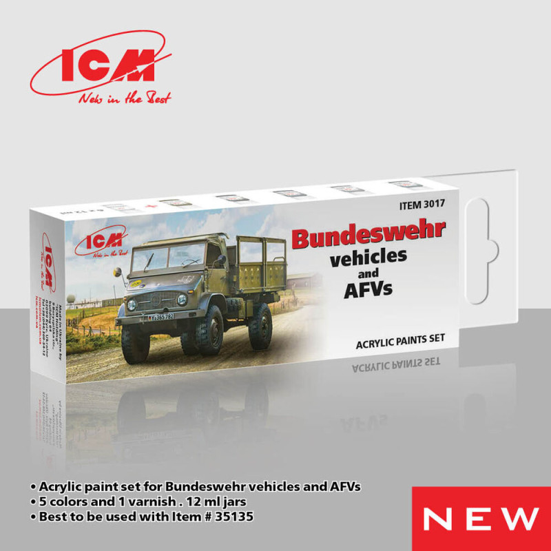 Kit de peinture acrylique pour camions militaires allemands, 6 x 12 ml - ICM 3017