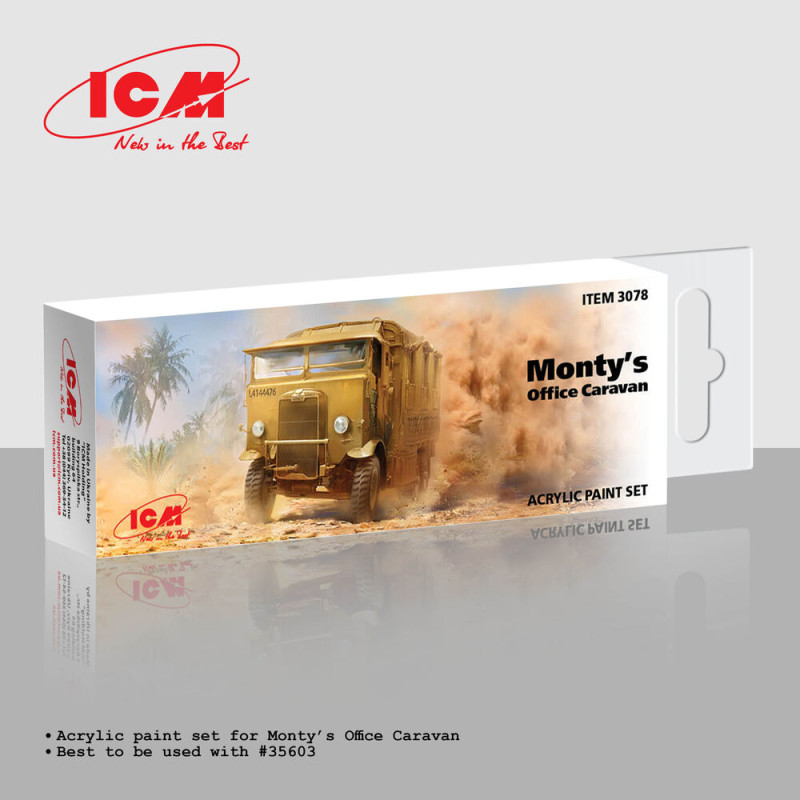Set de peinture acrylique Monty's Office Caravan WWII 6 x 12 ml- ICM 3078
