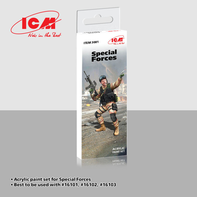 Set de peinture acrylique Forces spéciales (modernes, occidentales) 6 x 12ml - ICM 3081