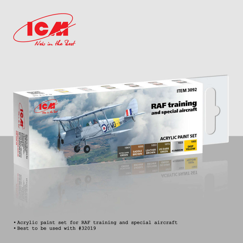 Set peinture acrylique Entraînement de la RAF et avions spéciaux - ICM 3092