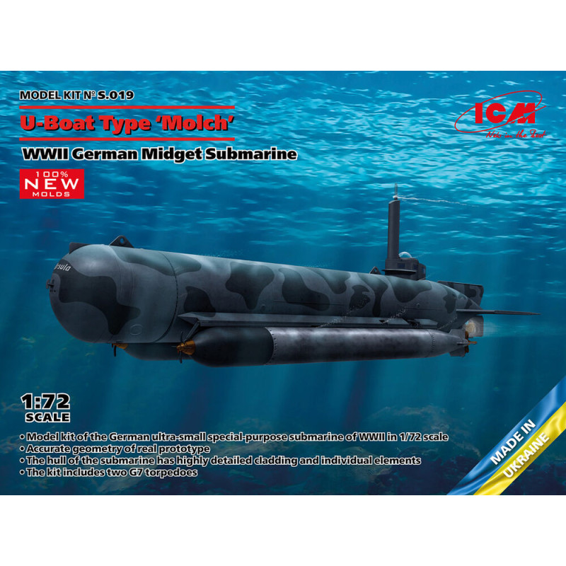 Sous-marin de poche allemand de type U-Boot Molch WWII - 1/72 - ICM S.019