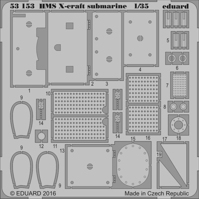 Détaillage Sous-marin HMS X-craft pour Merit - 1/35 - EDUARD 53153