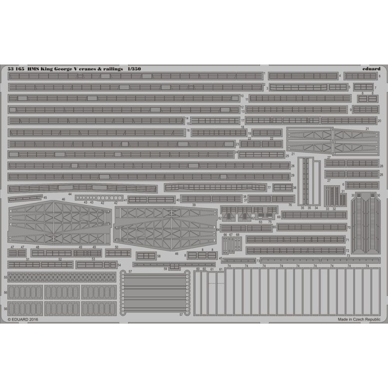 Grues et longerons du HMS King George V, f.Tamiy - 1/72 - EDUARD 53165